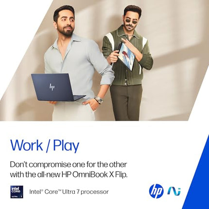 HP OmniBook X Flip OLED (Previously Envy), Intel Core Ultra 5 226V, 40 Tops, (16GB LPDDR5X, 512GB SSD) 3K, 14''/35.6cm, Touch, Win11, Office24, Silver,1.38kg, fm0058TU, 5MP Camera, Next Gen AI Laptop 