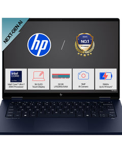 HP OmniBook X Flip (Previously Envy), Intel Core Ultra 7 258V Next Gen AI Laptop, 47 Tops (32GB LPDDR5X, 1TB SSD) 3K,OLED, 0.2ms,14''/35.6cm Touch, Win11, Office24, Blue, 1.38kg, 5MP Camera, fm0029TU 