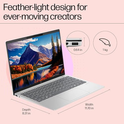 HP Pavilion Aero, AMD Ryzen 7-8840U AI Laptop, 16 Tops (16GB RAM, 512GB SSD), WUXGA 13.3"/33.8cm, Win 11, Office 2021, Silver, 1Kg, AMD Radeon Graphics, Ultra-Light, 5MP Camera, bg0017AU 