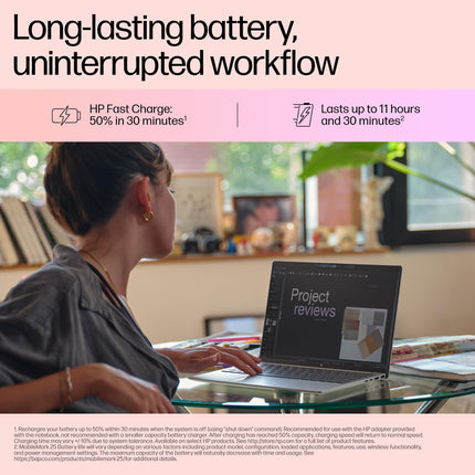 HP Pavilion Aero, AMD Ryzen 7-8840U AI Laptop, 16 Tops (16GB RAM, 512GB SSD), WUXGA 13.3"/33.8cm, Win 11, Office 2021, Silver, 1Kg, AMD Radeon Graphics, Ultra-Light, 5MP Camera, bg0017AU 