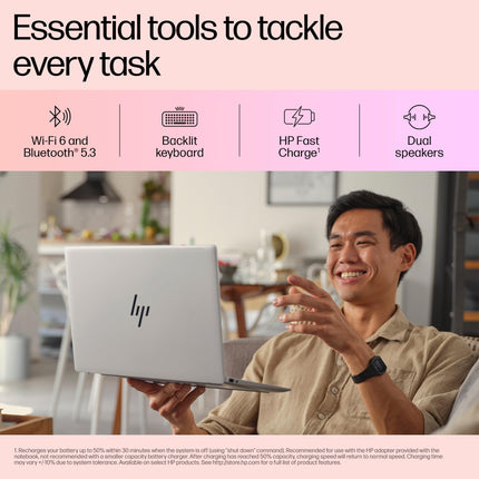 HP Pavilion Aero, AMD Ryzen 7-8840U AI Laptop, 16 Tops (16GB RAM, 512GB SSD), WUXGA 13.3"/33.8cm, Win 11, Office 2021, Silver, 1Kg, AMD Radeon Graphics, Ultra-Light, 5MP Camera, bg0017AU 