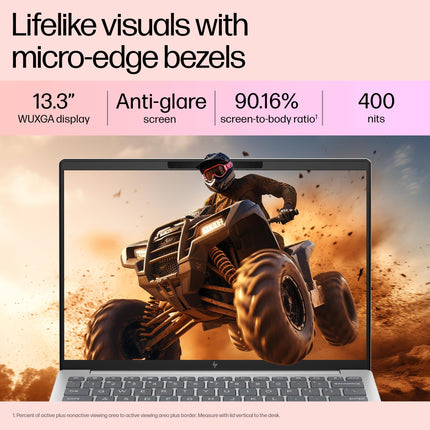 HP Pavilion Aero, AMD Ryzen 7-8840U AI Laptop, 16 Tops (16GB RAM, 512GB SSD), WUXGA 13.3"/33.8cm, Win 11, Office 2021, Silver, 1Kg, AMD Radeon Graphics, Ultra-Light, 5MP Camera, bg0017AU 