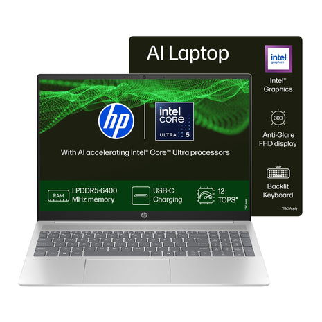 HP Pavilion, Intel Core Ultra 5-125U Ai Powered Laptop (16GB RAM, 512GB SSD) IPS, 2K, WUXGA, Anti-Glare, 16"/40cm, Win 11, Office 2021, Silver, 1.77Kg, Intel Graphics, FHD Camera, af0015TU 