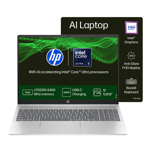 HP Pavilion, Intel Core Ultra 5-125U Ai Powered Laptop (16GB RAM, 512GB SSD) IPS, 2K, WUXGA, Anti-Glare, 16"/40cm, Win 11, Office 2021, Silver, 1.77Kg, Intel Graphics, FHD Camera, af0015TU 