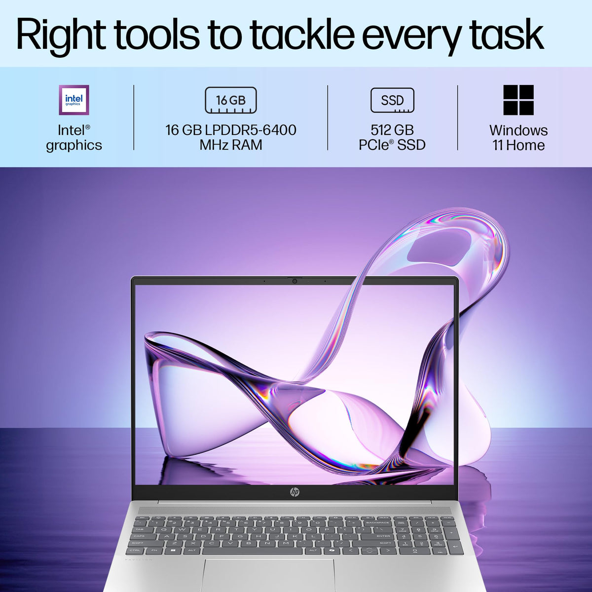 HP Pavilion, Intel Core Ultra 5-125U Ai Powered Laptop (16GB RAM, 512GB SSD) IPS, 2K, WUXGA, Anti-Glare, 16"/40cm, Win 11, Office 2021, Silver, 1.77Kg, Intel Graphics, FHD Camera, af0015TU 
