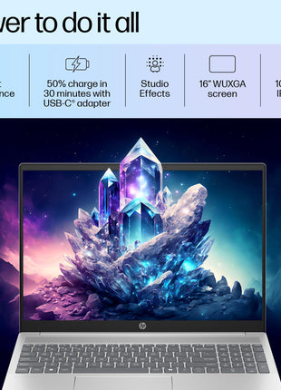 HP Pavilion, Intel Core Ultra 5-125U Ai Powered Laptop (16GB RAM, 512GB SSD) IPS, 2K, WUXGA, Anti-Glare, 16"/40cm, Win 11, Office 2021, Silver, 1.77Kg, Intel Graphics, FHD Camera, af0015TU 