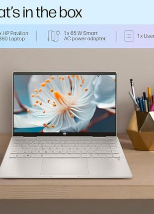 HP Pavilion x360, 13th Gen Intel Core i5-1355U (16GB DDR4, 512GB SSD),Touchscreen, IPS, 14-inch(35.6cm)FHD,Win11, M365 Basic(1year),Office Home24, Silver,1.5kg, Iris Xe, Backlit, 5MP Camera, ek1074TU 