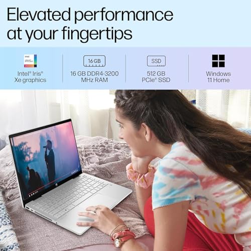 HP Pavilion x360, 13th Gen Intel Core i5-1355U (16GB DDR4, 512GB SSD),Touchscreen, IPS, 14-inch(35.6cm)FHD,Win11, M365 Basic(1year),Office Home24, Silver,1.5kg, Iris Xe, Backlit, 5MP Camera, ek1074TU 