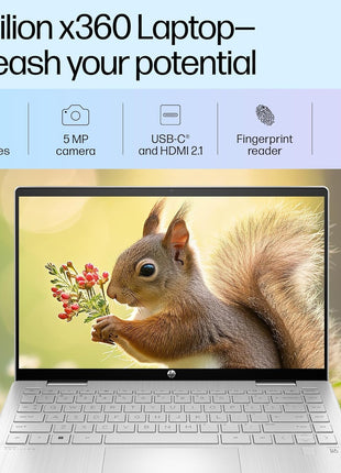 HP Pavilion x360, 13th Gen Intel Core i5-1355U (16GB DDR4, 512GB SSD),Touchscreen, IPS, 14-inch(35.6cm)FHD,Win11, M365 Basic(1year),Office Home24, Silver,1.5kg, Iris Xe, Backlit, 5MP Camera, ek1074TU 