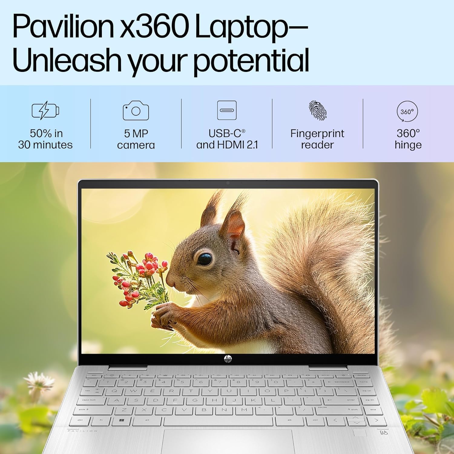 HP Pavilion x360, 13th Gen Intel Core i5-1355U (16GB DDR4, 512GB SSD),Touchscreen, IPS, 14-inch(35.6cm)FHD,Win11, M365 Basic(1year),Office Home24, Silver,1.5kg, Iris Xe, Backlit, 5MP Camera, ek1074TU 