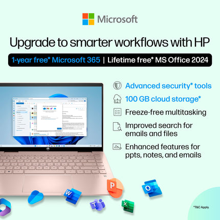 HP Pavilion x360, 13th Gen Intel Core i7-1355U (16GB DDR4, 512GB SSD), Touchscreen,IPS, 14''(35.6cm) FHD,Win 11, M365 Basic(1yr), Office Home 24, Rose gold,1.5kg,Iris Xe, Backlit, 5MP Camera, ek1152TU 