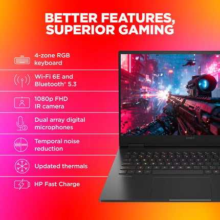 HP (Smartchoice Omen AMD Ryzen 7 7840Hs/16.1"(40.9cm) AI Gaming Laptop 7Ms Response Time(8gb RTX 4060/16GB DDR5/SSD,1TB) FHD,IPS,165Hz,300Nits(win11,Black,2.32kg),Xd0020Ax 