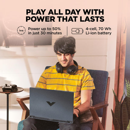 HP Smartchoice Victus, 13th Gen Intel Core i7-13620H, 8GB RTX 5050, 24GB DDR5(Upgradeable) 1TB SSD, 144Hz, FHD, 15.6''/39.6cm, Win11, M365* Office24, Mica Silver, 2.29kg, fa2309TX, RGB Gaming Laptop 