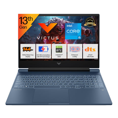 HP Smartchoice Victus, 13th Gen Intel Core i5-13420H, 4GB RTX 3050, 16GB DDR4(Upgradeable) 512GB SSD, 144Hz, 300nits, FHD, 15.6’’/39.6cm, Win11, Office24, Blue, 2.29kg, fa2190/fa2191tx Gaming Laptop 