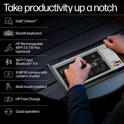 HP Spectre x360 AI Laptop, Intel Core Ultra 7 155H, 12 TOPS, 32GB LPDDR5x, 1TB SSD (Win11, Office21, Blue, 1.9kg), Touchscreen, 2.8K, OLED, 16-inch(40.6cm), Intel Arc graphics, 9MP IR camera, aa0664TX 