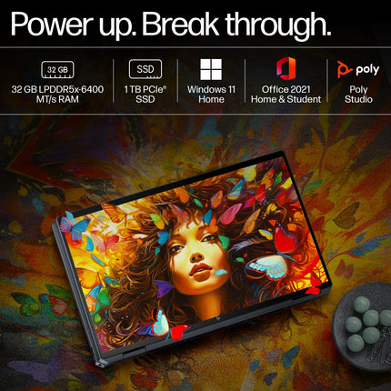 HP Spectre x360 AI Laptop, Intel Core Ultra 7 155H, 12 TOPS, 32GB LPDDR5x, 1TB SSD (Win11, Office21, Blue, 1.9kg), Touchscreen, 2.8K, OLED, 16-inch(40.6cm), Intel Arc graphics, 9MP IR camera, aa0664TX 