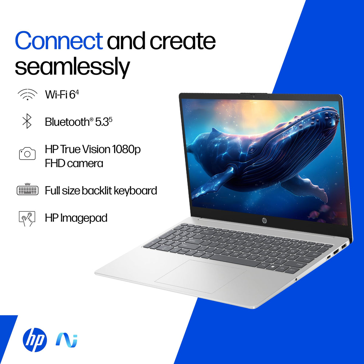 HP 15,Intel Ultra 5 125H (16GB DDR5, 1TB SSD) FHD, IPS, 15.6''/39.6cm, Win11, M365 Basic(1yr)*Office24, Silver, 1.65kg, fd1354TU, Intel Arc Graphics, FHD Camera w/Shutter, AI Powered Laptop 