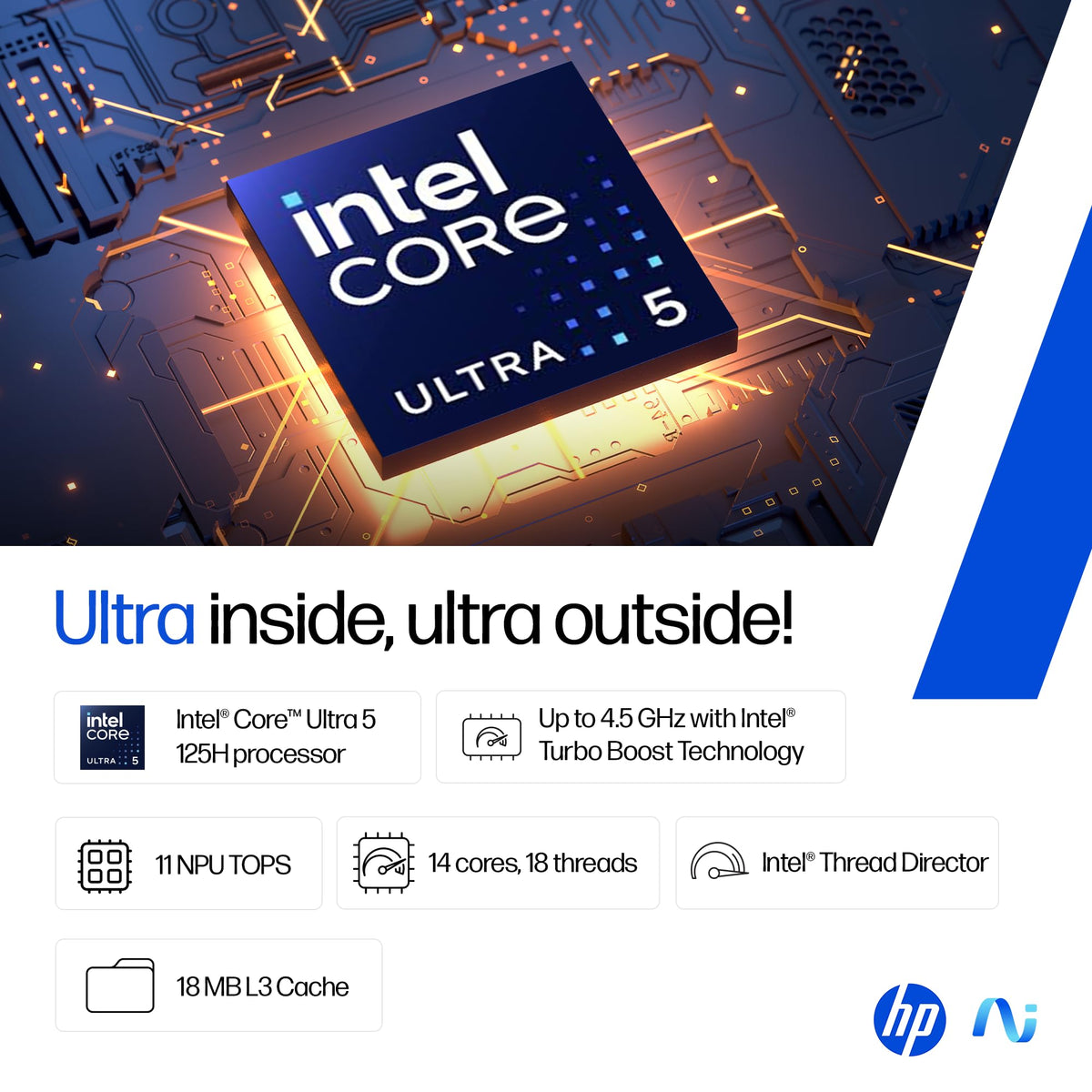 HP 15,Intel Ultra 5 125H (16GB DDR5, 1TB SSD) FHD, IPS, 15.6''/39.6cm, Win11, M365 Basic(1yr)*Office24, Silver, 1.65kg, fd1354TU, Intel Arc Graphics, FHD Camera w/Shutter, AI Powered Laptop 