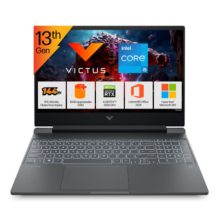 HP Victus, 13th Gen Intel Core i5-13420H, 6GB RTX 3050, 16GB DDR4(Upgradeable) 512GB SSD, FHD, 144Hz, 300 nits, IPS, 15.6''/39.6cm, Win11, M365* Office24, Mica Silver, 2.3kg, fa2700TX, Gaming Laptop 