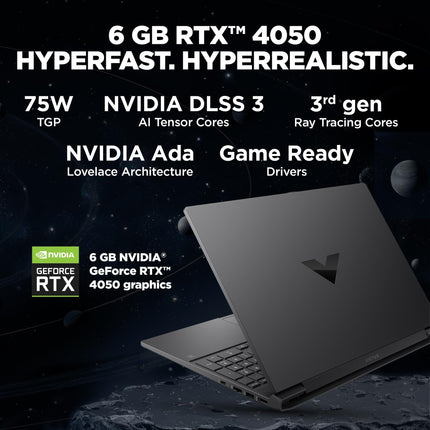 HP Victus, 13th Gen Intel Core i5-13420H, 6GB RTX 4050 Gaming Laptop (16GB DDR4, 512GB SSD) 144Hz, IPS, 15.6"/39.6cm, Flicker-Free, Win 11, Office 21, Mica Silver, 2.29kg, Enhanced Cooling, fa1279TX 