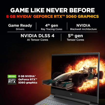 HP Victus, 13th Gen Intel Core i7-13620H, 8GB RTX 5060, 24GB DDR5(Upgradeable) 1TB SSD, 144Hz, 300nits, IPS, FHD, 15.6"/39.6cm, Win11, M365* Office 24, Mica Silver, 2.29Kg, fa2308TX, RGB Laptop 