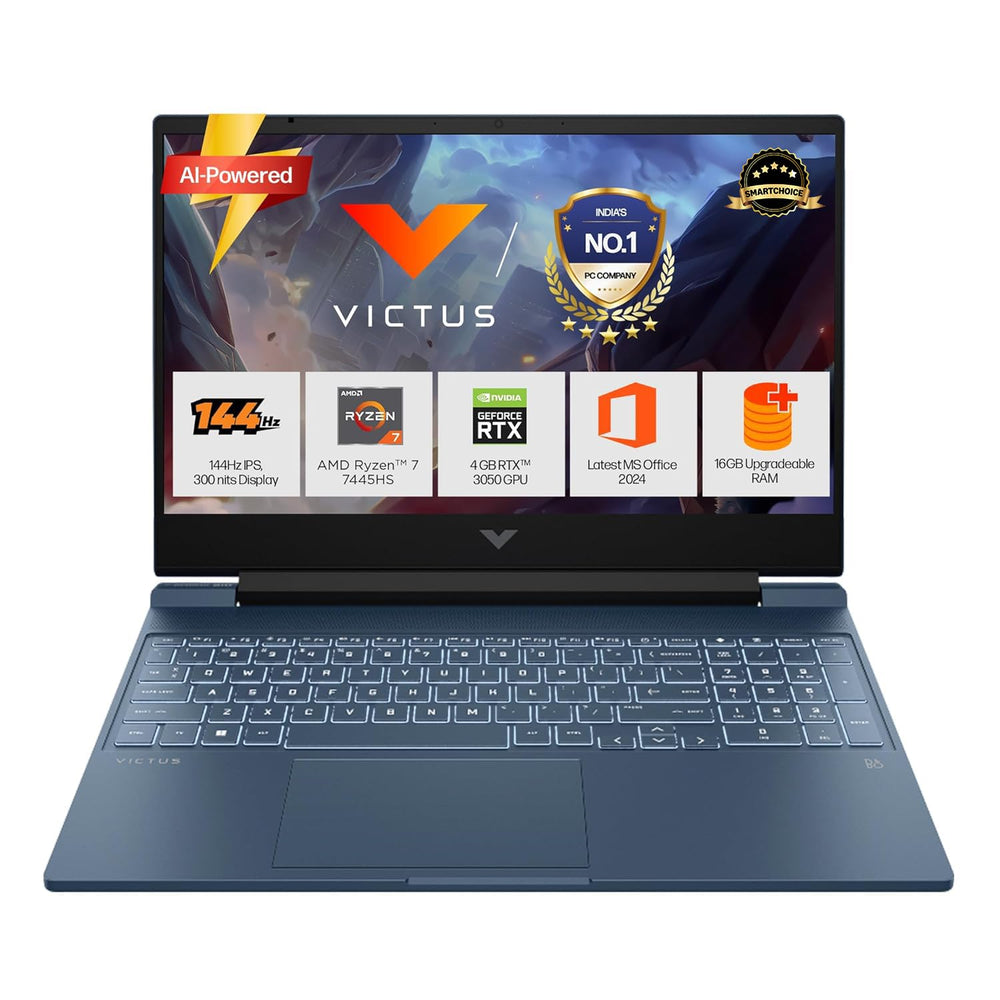 HP Victus 15.6 Gaming Laptop Ryzen 7 7445HS RTX 3050 16GB DDR5 512GB SSD Blue Win11