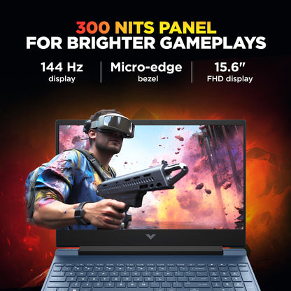 HP Smartchoice Victus, AMD Ryzen 7 7445HS, 6GB RTX 3050, 16GB DDR5(Upgradeable) 512GB SSD, FHD, 144Hz, 300 nits, 15.6''/39.6cm, Win 11, M365* Office24, Blue, 2.29kg, fb3134AX/3120ax, Gaming Laptop 