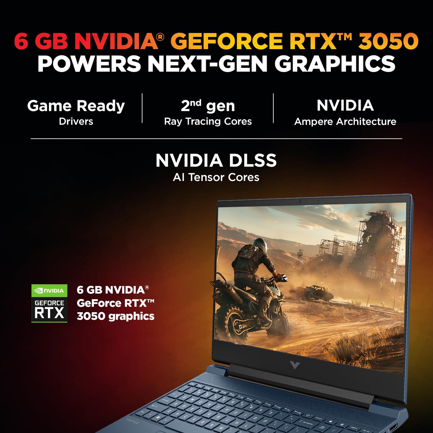 HP Smartchoice Victus, AMD Ryzen 7 7445HS, 6GB RTX 3050, 16GB DDR5(Upgradeable) 512GB SSD, FHD, 144Hz, 300 nits, 15.6''/39.6cm, Win 11, M365* Office24, Blue, 2.29kg, fb3134AX/3120ax, Gaming Laptop 
