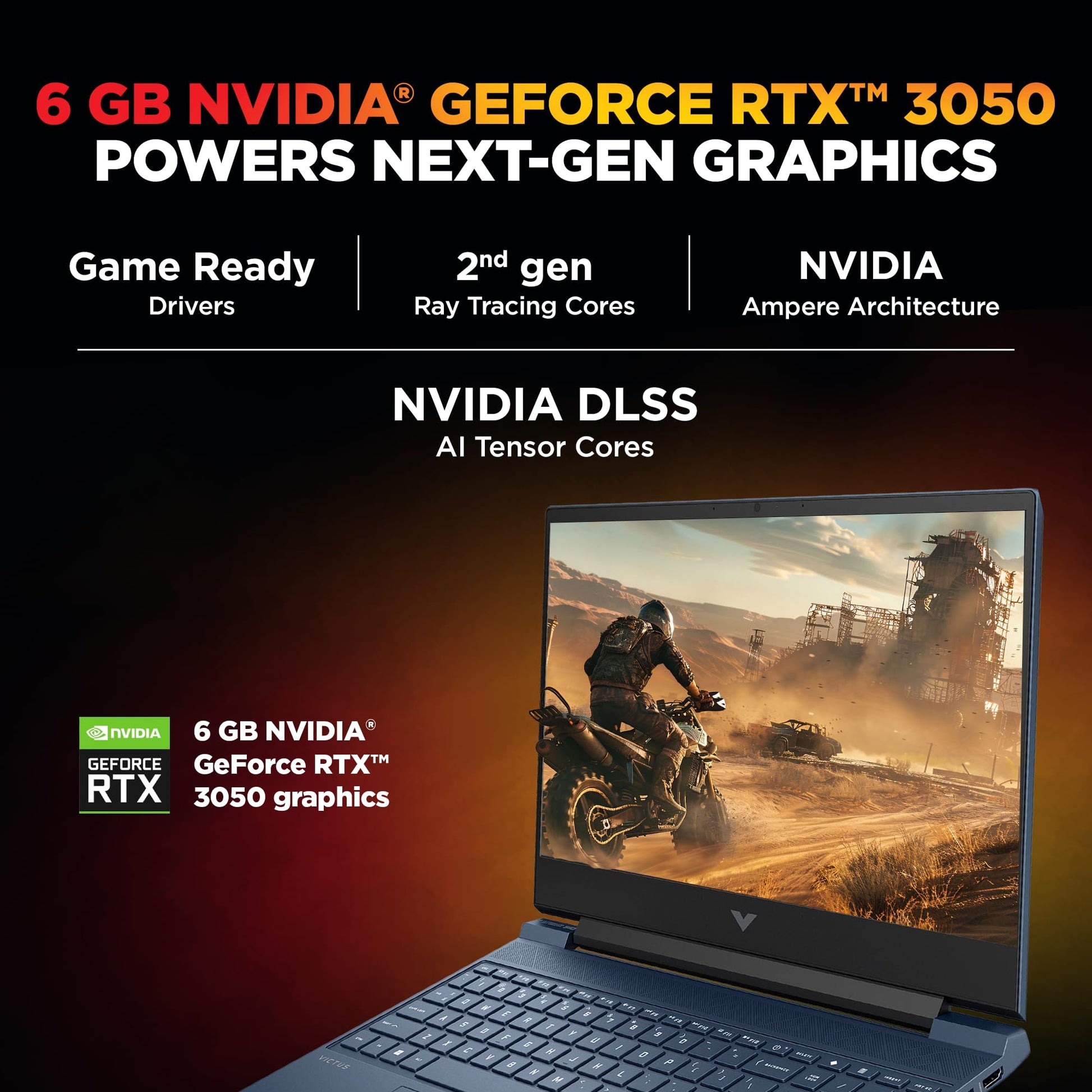 HP Smartchoice Victus, AMD Ryzen 7 7445HS, 6GB RTX 3050, 16GB DDR5(Upgradeable) 512GB SSD, FHD, 144Hz, 300 nits, 15.6''/39.6cm, Win 11, M365* Office24, Blue, 2.29kg, fb3134AX/3120ax, Gaming Laptop 