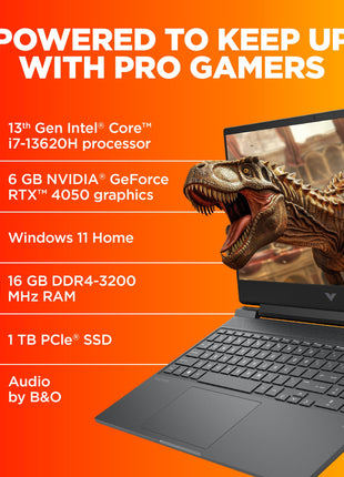 HP Victus, 13th Gen Intel Core i7-13620H, 6GB NVIDIA RTX 4050, 16GB DDR6, 1TB SSD (Win11, Office21, Silver, 2.3kg) 144Hz, IPS, 15.6-inch(39.6cm) Flicker-Free Gaming Laptop, Enhanced Cooling, fa1332TX 