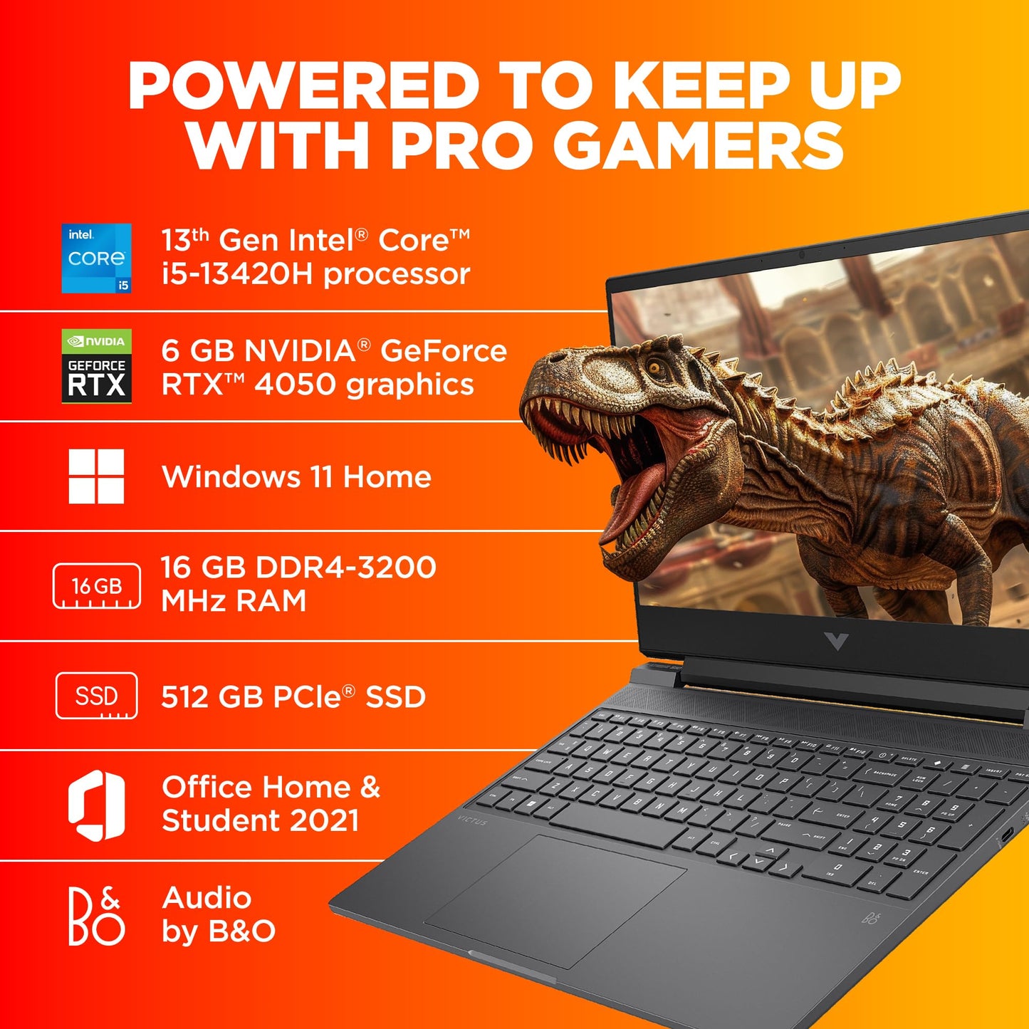 HP Victus, 13th Gen Intel Core i5-13420H, 6GB RTX 4050 Gaming Laptop (16GB DDR4, 512GB SSD) 144Hz,300 nits,IPS, 15.6''/39.6cm, FHD, Win11, Office24, Mica Silver, 2,29kg, Backlit Kb,HD Camera,fa2701TX 