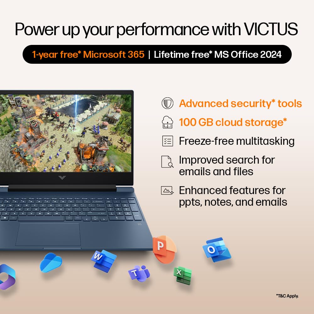 HP Victus, 13th Gen Intel Core i5-13420H, 6GB RTX 3050, 16GB DDR4(Upgradeable) 512GB SSD, FHD, 144Hz, 300 nits, IPS, 15.6''/39.6cm, Win11, M365* Office24, Mica Silver, 2.3kg, fa2700TX, Gaming Laptop 