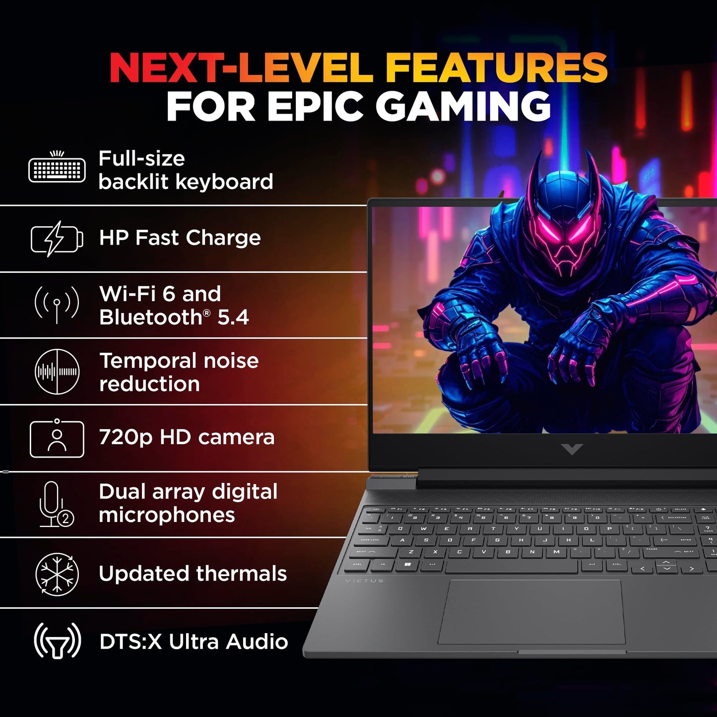 HP Victus, 13th Gen Intel Core i5-13420H, 6GB RTX 3050, 16GB DDR4(Upgradeable) 512GB SSD, FHD, 144Hz, 300 nits, IPS, 15.6''/39.6cm, Win11, M365* Office24, Mica Silver, 2.3kg, fa2700TX, Gaming Laptop 