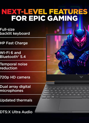 HP Victus, 13th Gen Intel Core i5-13420H, 4GB RTX 2050, 16GB DDR4 (Upgradeable) 512GB SSD, 144Hz, IPS, 300 nits, FHD, 15.6''/39.6cm, Win11, M365* Office24, Mica Silver, 2.3kg, fa2703tx Gaming Laptop 