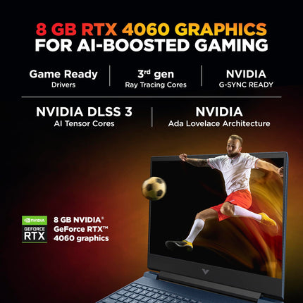 HP Victus, AMD Ryzen 9-8945HS, 8GB RTX 4060, 16GB RAM (Upgradeable) 1TB SSD, 144Hz, 300nits, IPS, FHD, 15.6"/39.6cm, Win11, M365* Office 24, Blue, 2.29Kg, Backlit, fb3025AX, AI Gaming Laptop 