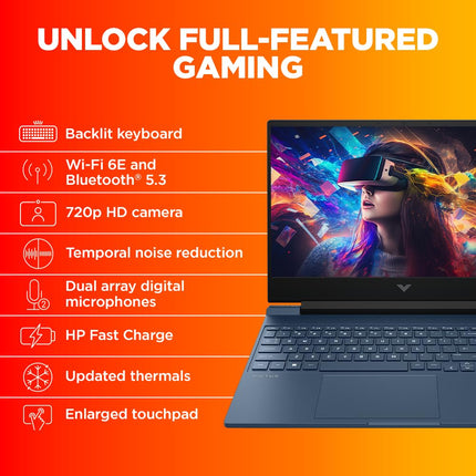 HP Victus Gaming Laptop, AMD Ryzen 5 5600H, AMD 4GB Radeon RX 6500M Graphics, 15.6-inch (39.6 cm), FHD, IPS, 8GB DDR4, 512GB SSD, Backlit KB, B&O (Win 11, Blue, 2.29 kg), fb0147AX, fb0184ax 