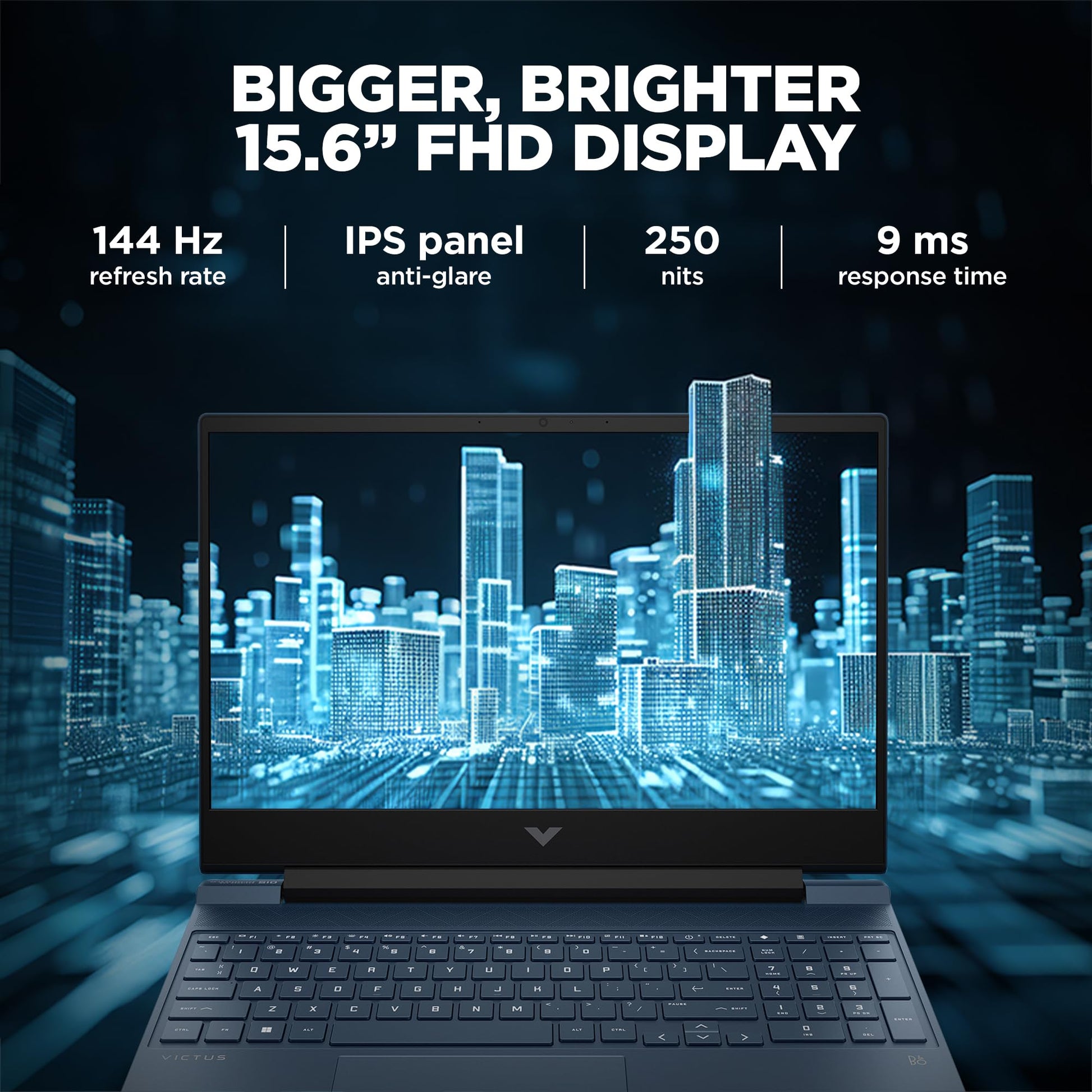 HP Victus, 12th Gen Intel Core i5-12450H, 4GB NVIDIA GeForce RTX 3050 Gaming Laptop (16GB RAM, 1TB SSD) 144Hz, IPS 15.6"/39.6cm, Win 11, MS Office 2021, Blue, 2.3Kg, Enhanced Cooling, fa1388TX 