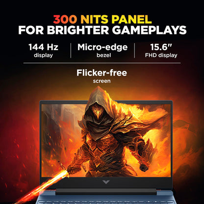 HP Smartchoice Victus, AMD Ryzen 5 8645HS, 6GB RTX 3050, 31 Tops, 16GB DDR5(Upgradeable) 512GB SSD, 144Hz, 300nits, FHD, 15.6"/39.6cm, Win11, M365* Office24, Blue, 2.3kg, fb3009AX, AI Gaming Laptop 