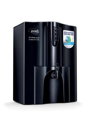 HUL Pureit Eco Water Saver RO+UV+MF+Mineral | INR 2000 Off on Exchange | 7 stage | 10L | Upto 60% Water Savings | Suitable for Borewell, Tanker & Municipal Water | Table Top | Wall Mountable |Black 