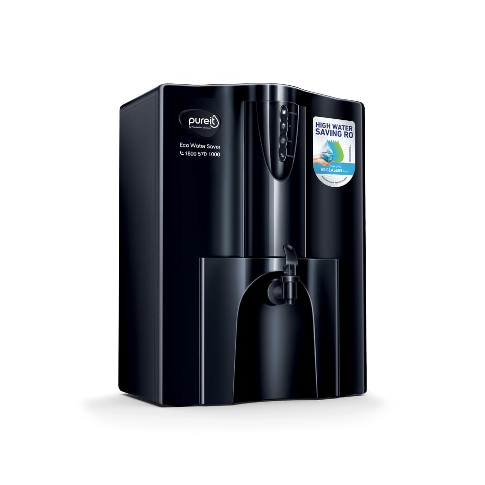 HUL Pureit Eco Water Saver RO+UV+MF+Mineral | INR 2000 Off on Exchange | 7 stage | 10L | Upto 60% Water Savings | Suitable for Borewell, Tanker & Municipal Water | Table Top | Wall Mountable |Black price under 20000