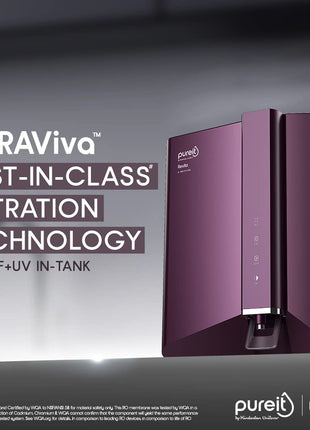 HUL Pureit Revito RO+MF+Mineral+UV in-Tank | INR 3000 Off on Exchange | 7 stage | 7L Capacity | Upto 70% Water Savings | Suitable for Borewell, Tanker & Municipal Water | DURAViva | Magenta 