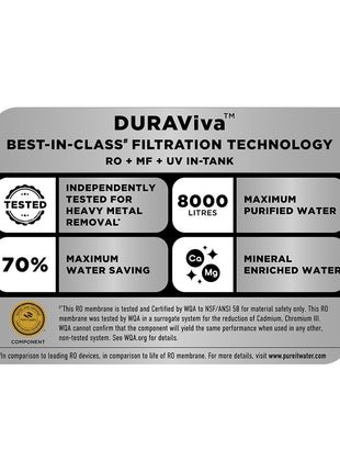 HUL Pureit Revito RO+MF+Mineral+UV in-Tank | INR 3000 Off on Exchange | 7 stage | 7L Capacity | Upto 70% Water Savings | Suitable for Borewell, Tanker & Municipal Water | DURAViva | Magenta 