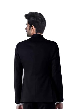 HUMJOLI Solid Bandhgala Blazer for Men, Casual, Formal, Party, Festive & Wedding (in, Numeric, 40, Black) 