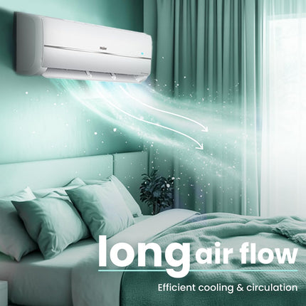 Haier 1.25 Ton 3 Star Twin Inverter Split AC (3900 Watts, Copper, 7 in 1 Convertible, Frost Self Clean, HD Filter, Cools at 54°C, Long Air Throw - HSU15V-TMS3BN-INV) 