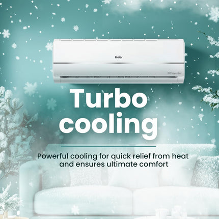 Haier 1.25 Ton 3 Star Twin Inverter Split AC (3900 Watts, Copper, 7 in 1 Convertible, Frost Self Clean, HD Filter, Cools at 54°C, Long Air Throw - HSU15V-TMS3BN-INV) 