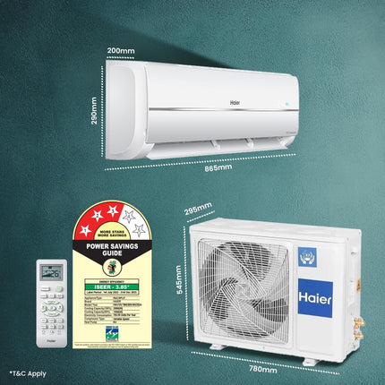 Haier 1.25 Ton 3 Star Twin Inverter Split AC (3900 Watts, Copper, 7 in 1 Convertible, Frost Self Clean, HD Filter, Cools at 54°C, Long Air Throw - HSU15V-TMS3BN-INV) 