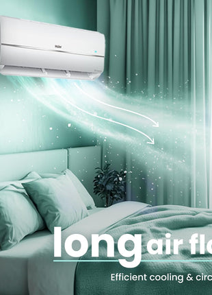 Haier 1.25 Ton 3 Star Twin Inverter Split AC (3900 Watts, Copper, 7 in 1 Convertible, Frost Self Clean, HD Filter, Cools at 54°C, Long Air Throw - HSU15V-TMS3BN-INV) 