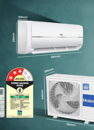 Haier 1.25 Ton 3 Star Twin Inverter Split AC (3900 Watts, Copper, 7 in 1 Convertible, Frost Self Clean, HD Filter, Cools at 54°C, Long Air Throw - HSU15V-TMS3BN-INV) 