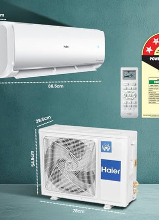 Haier 1.5 Ton 3 Star Twin Inverter Split AC (Copper, 7 in 1 Convertible, Frost Self Clean, HD Filter, Cools at 54°C, Long Air Throw - HSU17VP-TQS3BN-INV, White) 