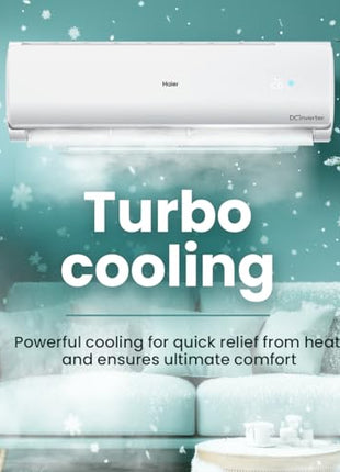 Haier 1.5 Ton 3 Star Twin Inverter Split AC (Copper, 7 in 1 Convertible, Frost Self Clean, HD Filter, Cools at 54°C, Long Air Throw - HSU17VP-TQS3BN-INV, White) 